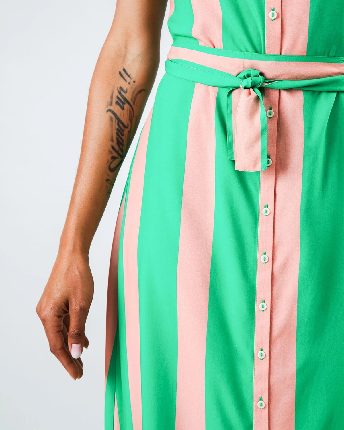 Color Block Strap Dress Green