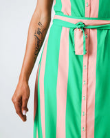 Color Block Strap Dress Green
