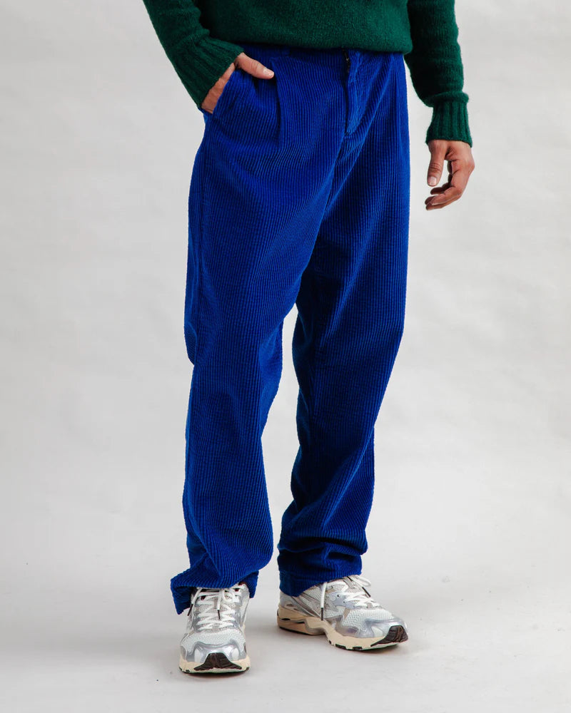 Corduroy Pleated Chino Pants Klein Blue