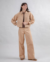 Stripes Straight Leg Pants Camel