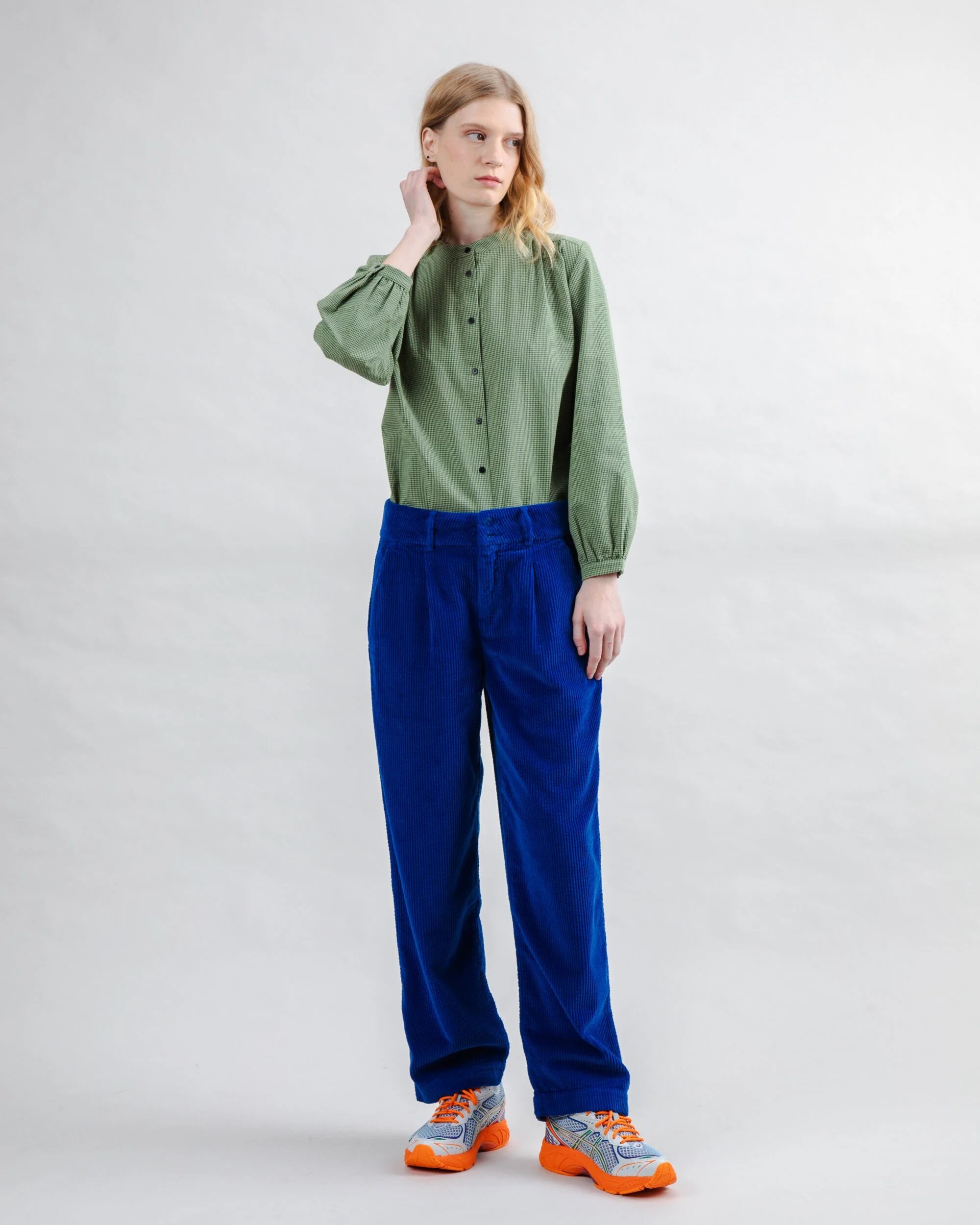 Corduroy Pleated Pants Klein Blue