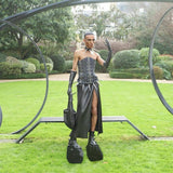 Große Tragetasche aus veganem geflochtenem Leder