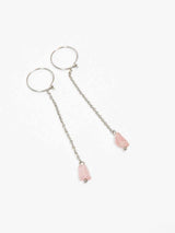 Rosenquarz Ohrstecker mit Kette