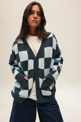Cárdigan Checkered Blue