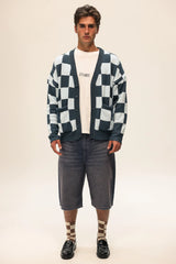 Cárdigan Checkered Blue
