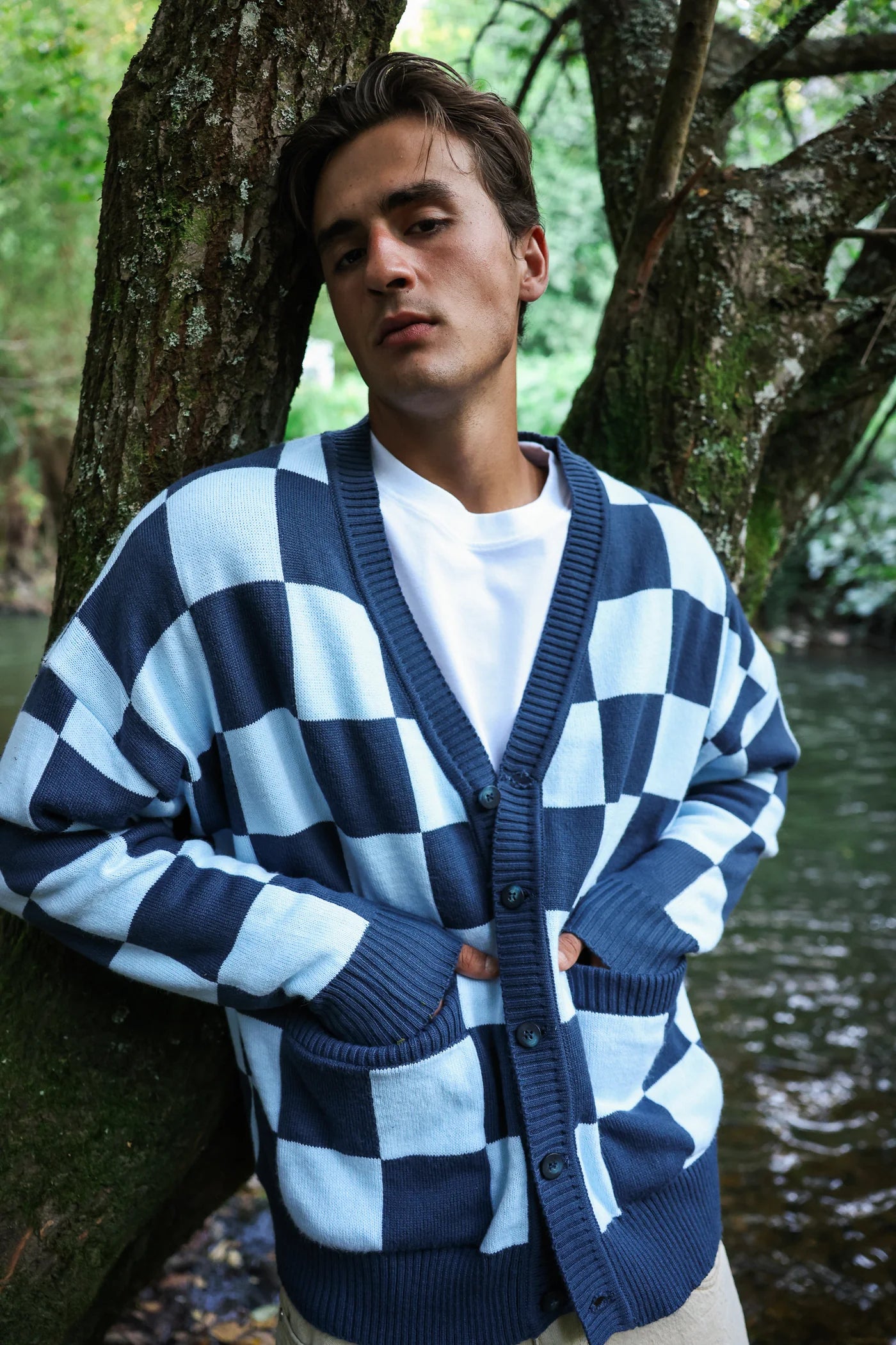 Cárdigan Checkered Blue