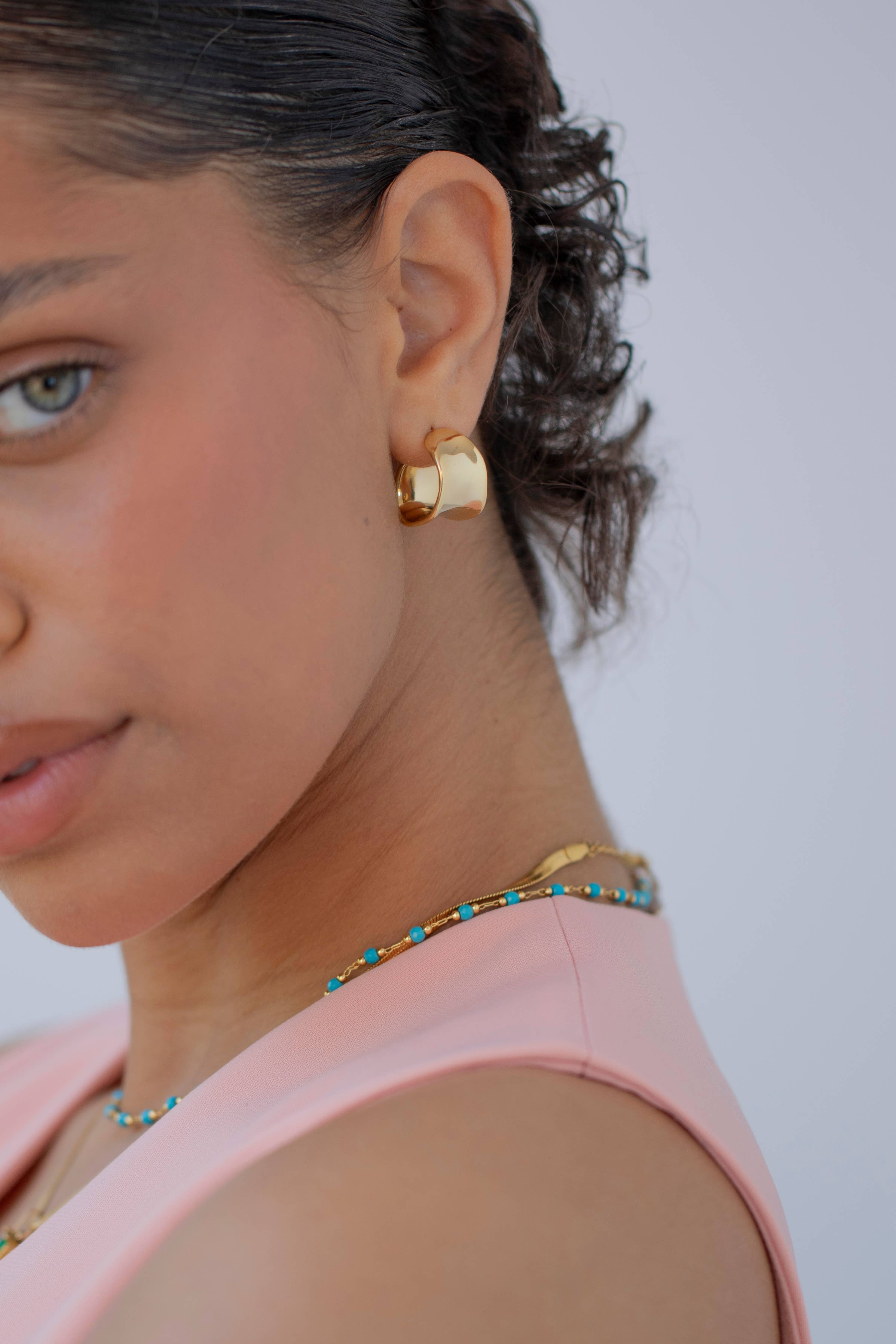 Gold Irregular Molten Hoop Earrings - Eos