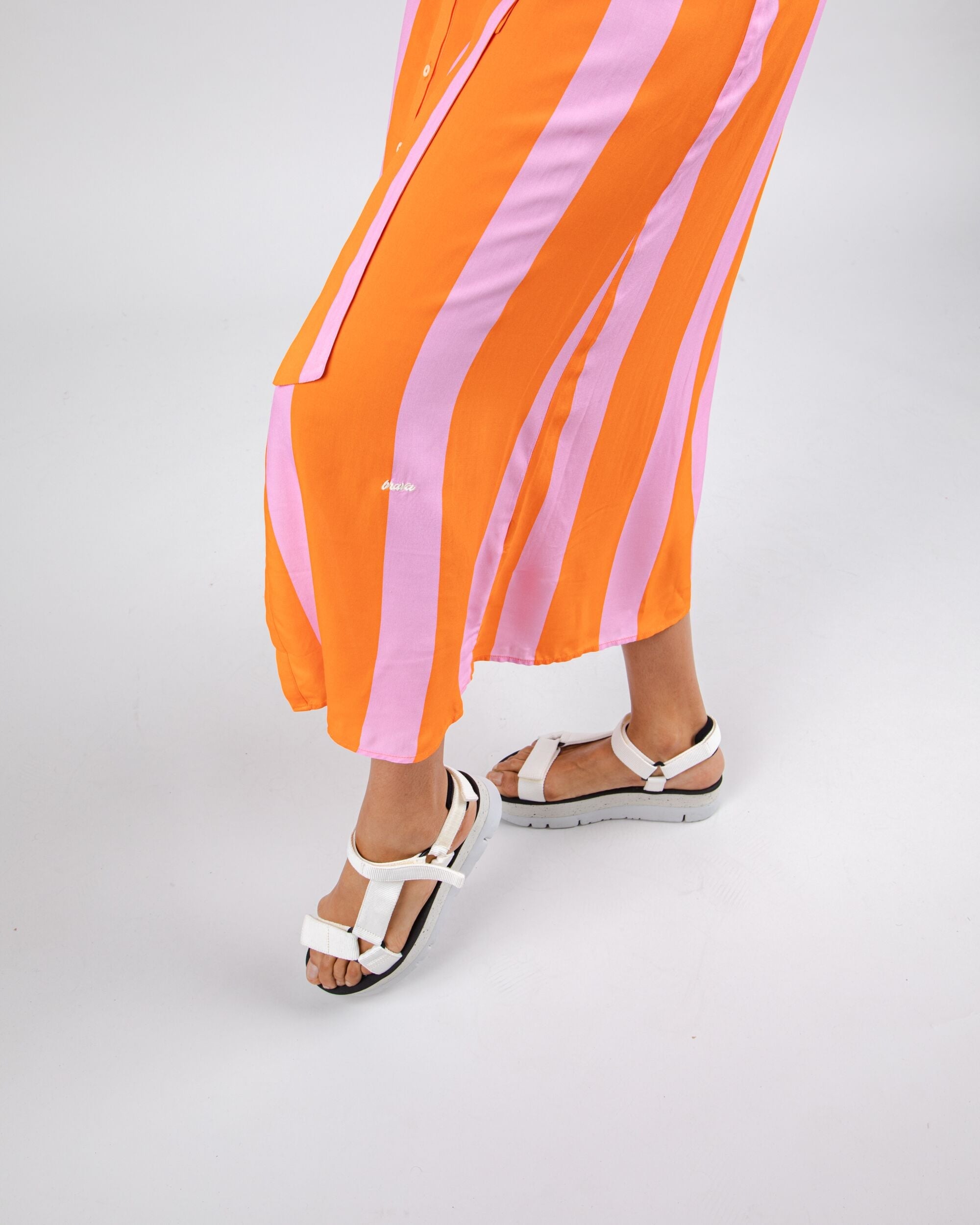 Color Block Dress Orange Rosa