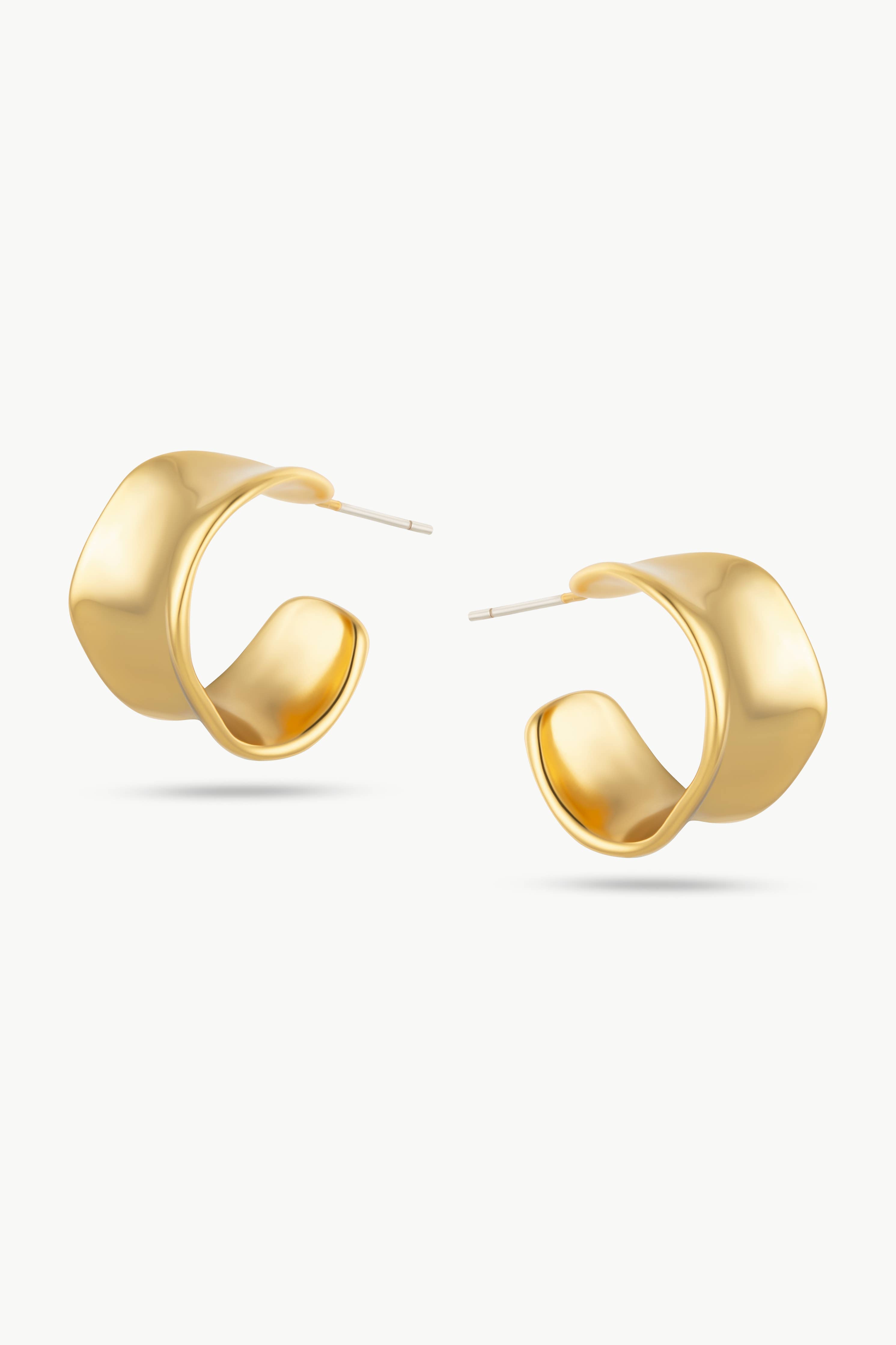 Gold Irregular Molten Hoop Earrings - Eos