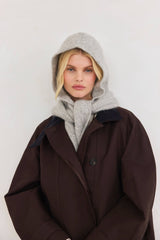 The Alpaca Hooded Scarf - Dark Coffee