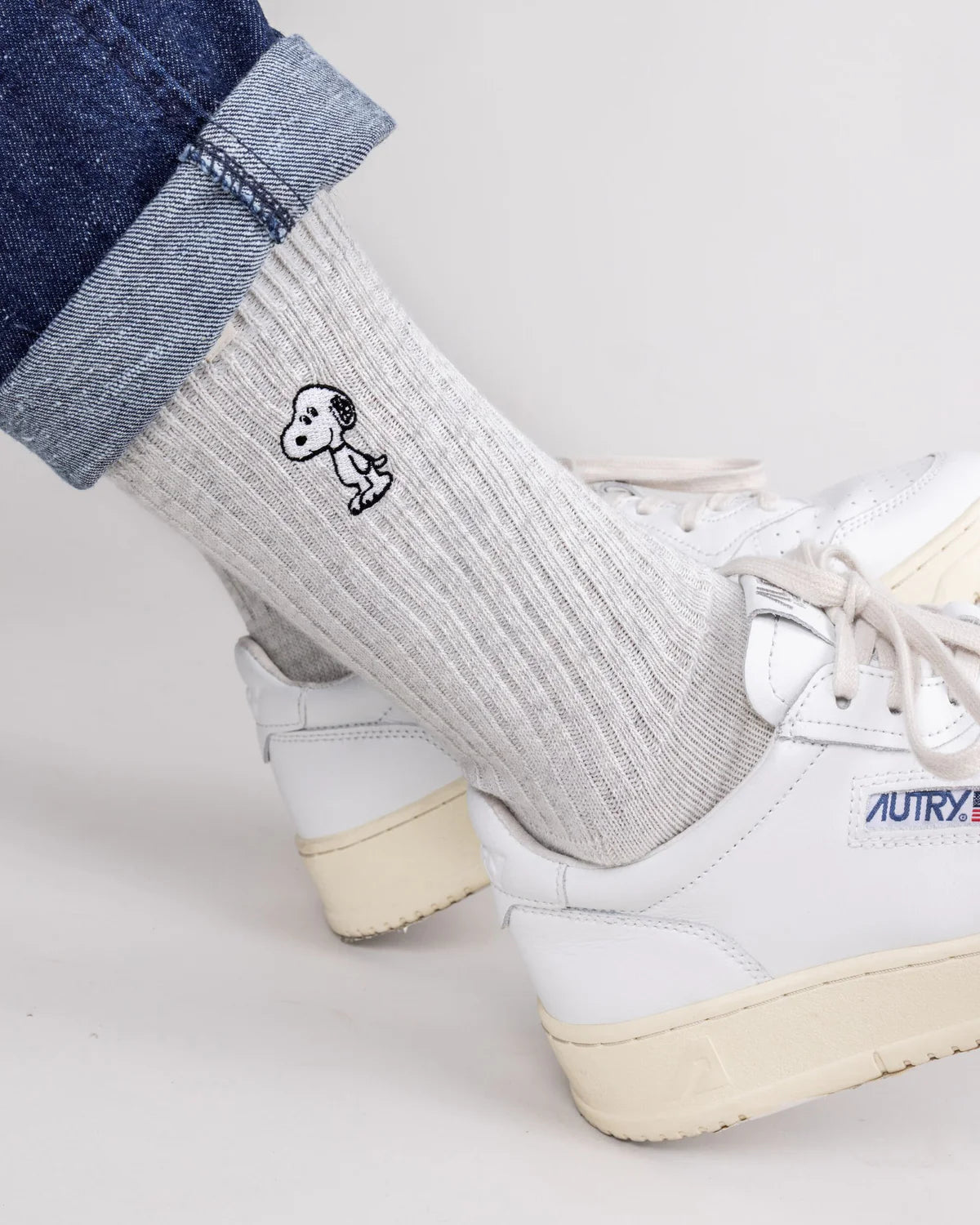 Peanuts Socks White Melange