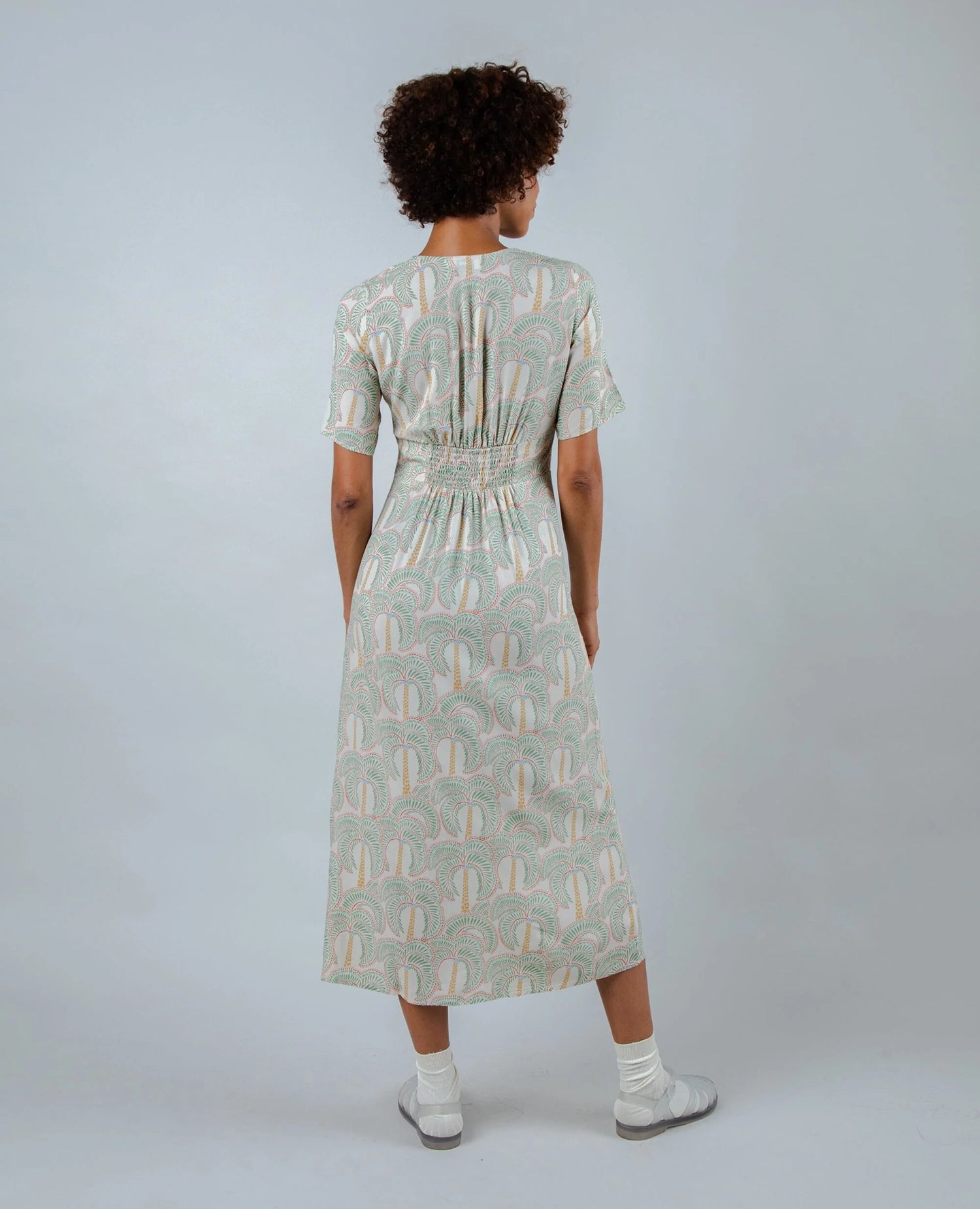 Borneo V-neck Dress Ecru