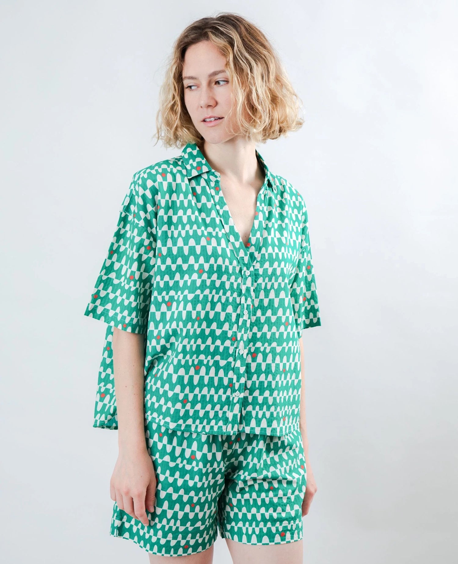 Sunset Cropped Blouse Green