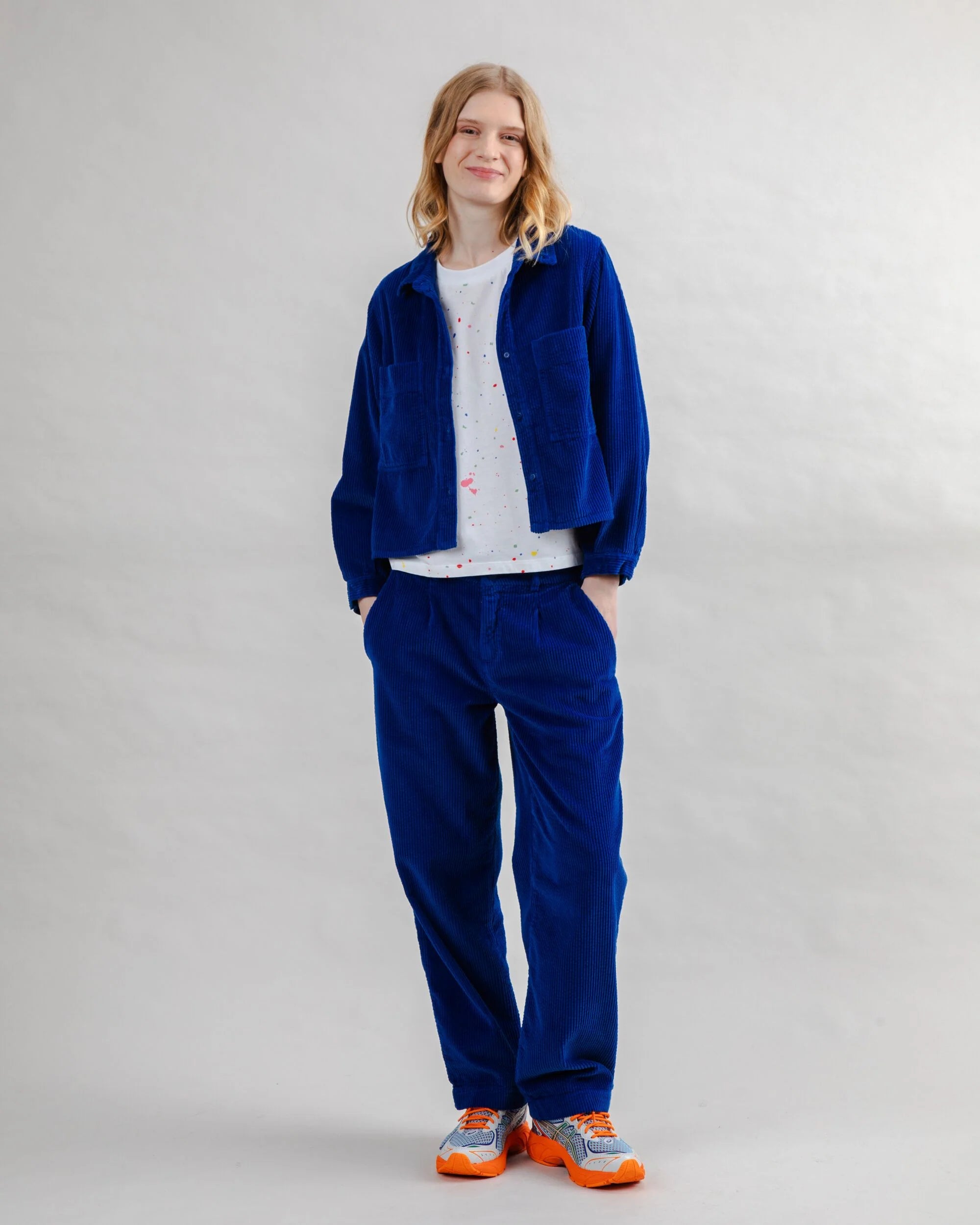 Corduroy Boxy Shirt Blue