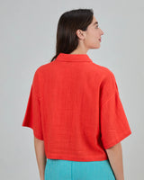 Coral Boxy Squared Shirt