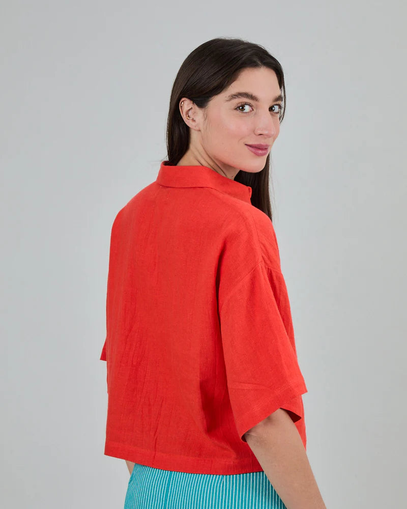 Coral Boxy Squared Shirt