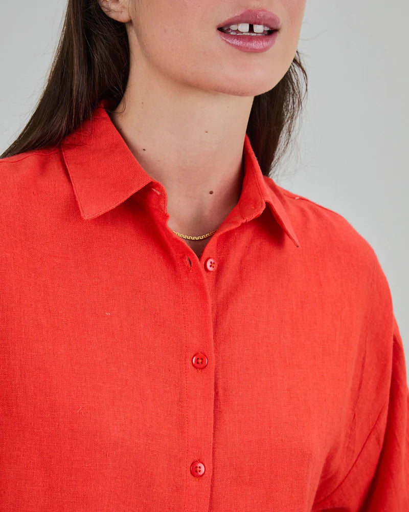Coral Boxy Squared Shirt