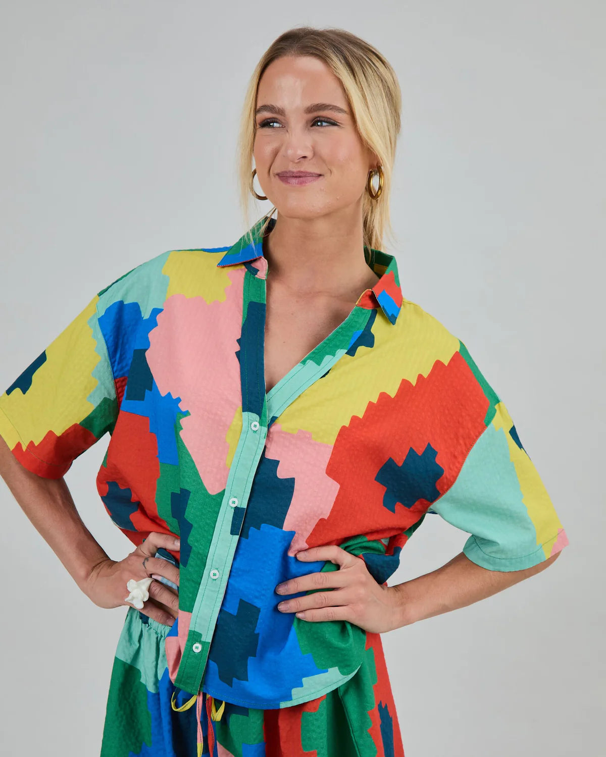 Maxi Flower Oversize Cropped Shirt
