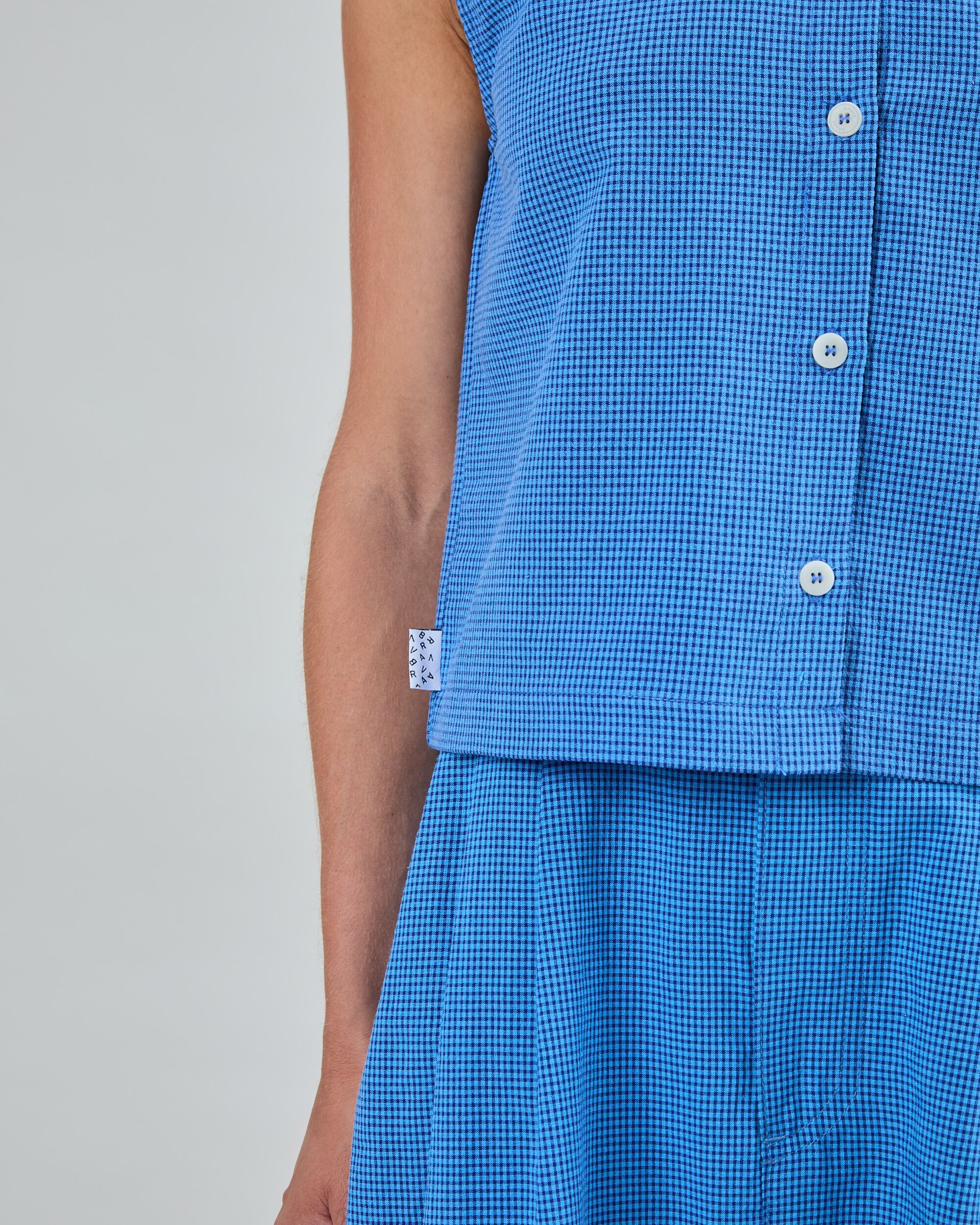 Checks Button Up Bluse Blau