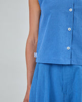 Checks Button Up Bluse Blau