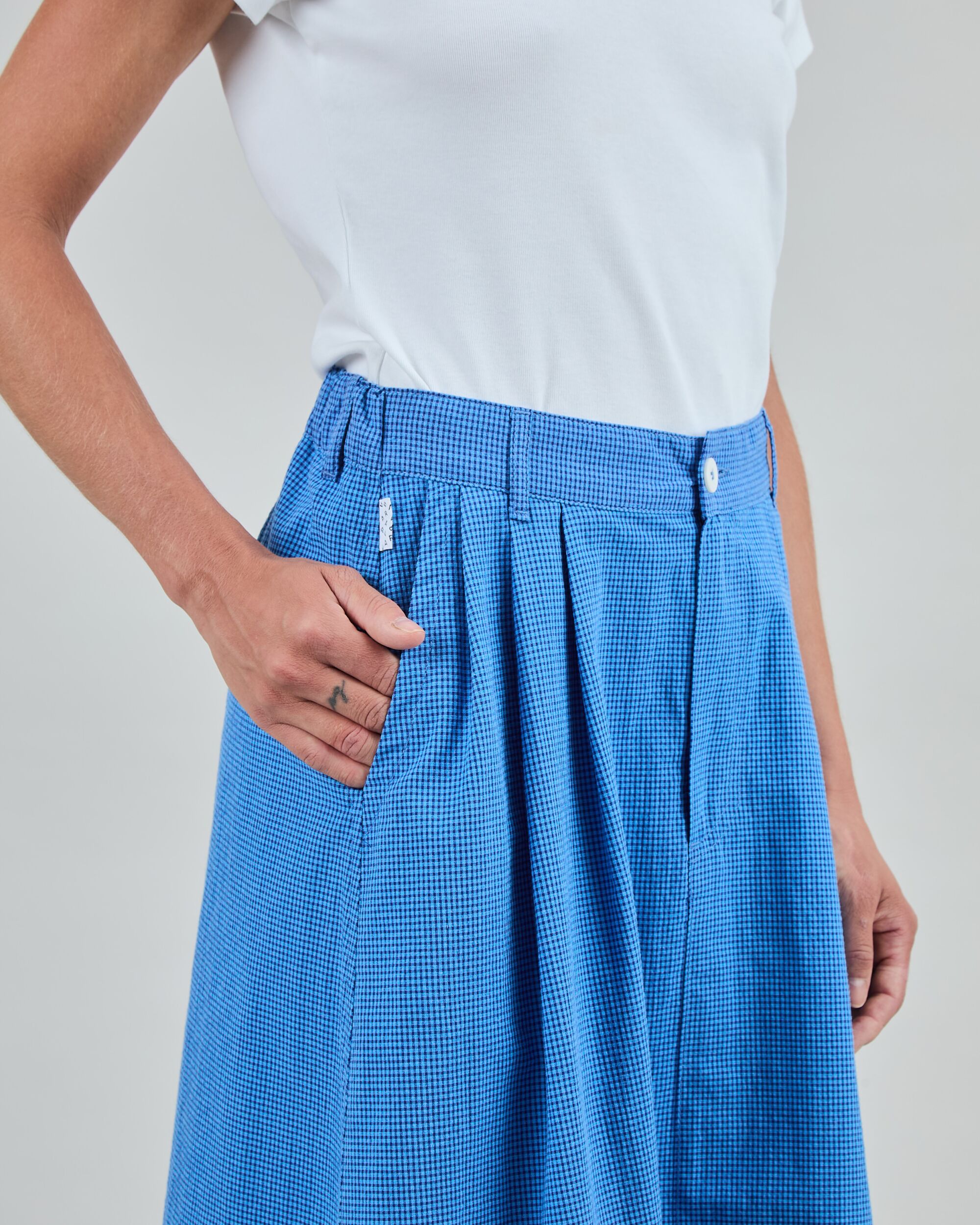 Checks Midi Rock Blau