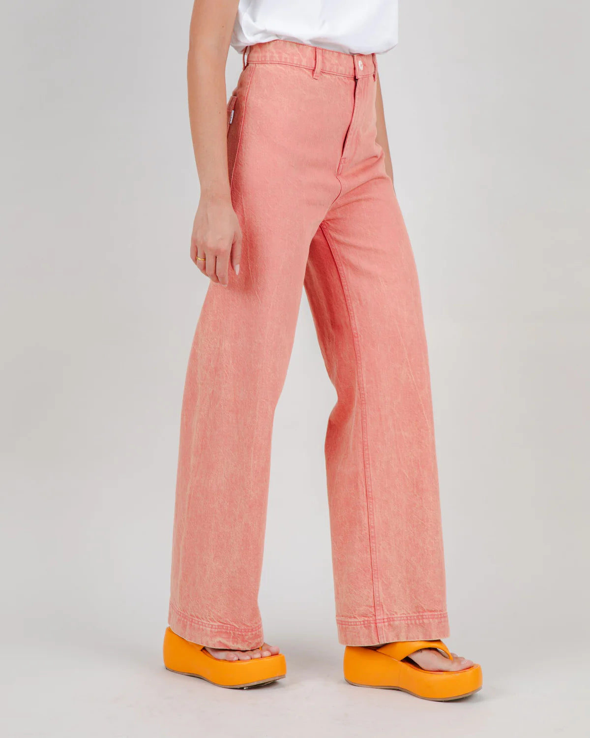 Washed Denim Straight Leg Pink