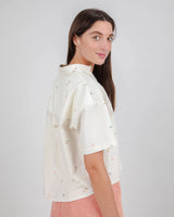 Beach Please Cropped Blouse Ecru