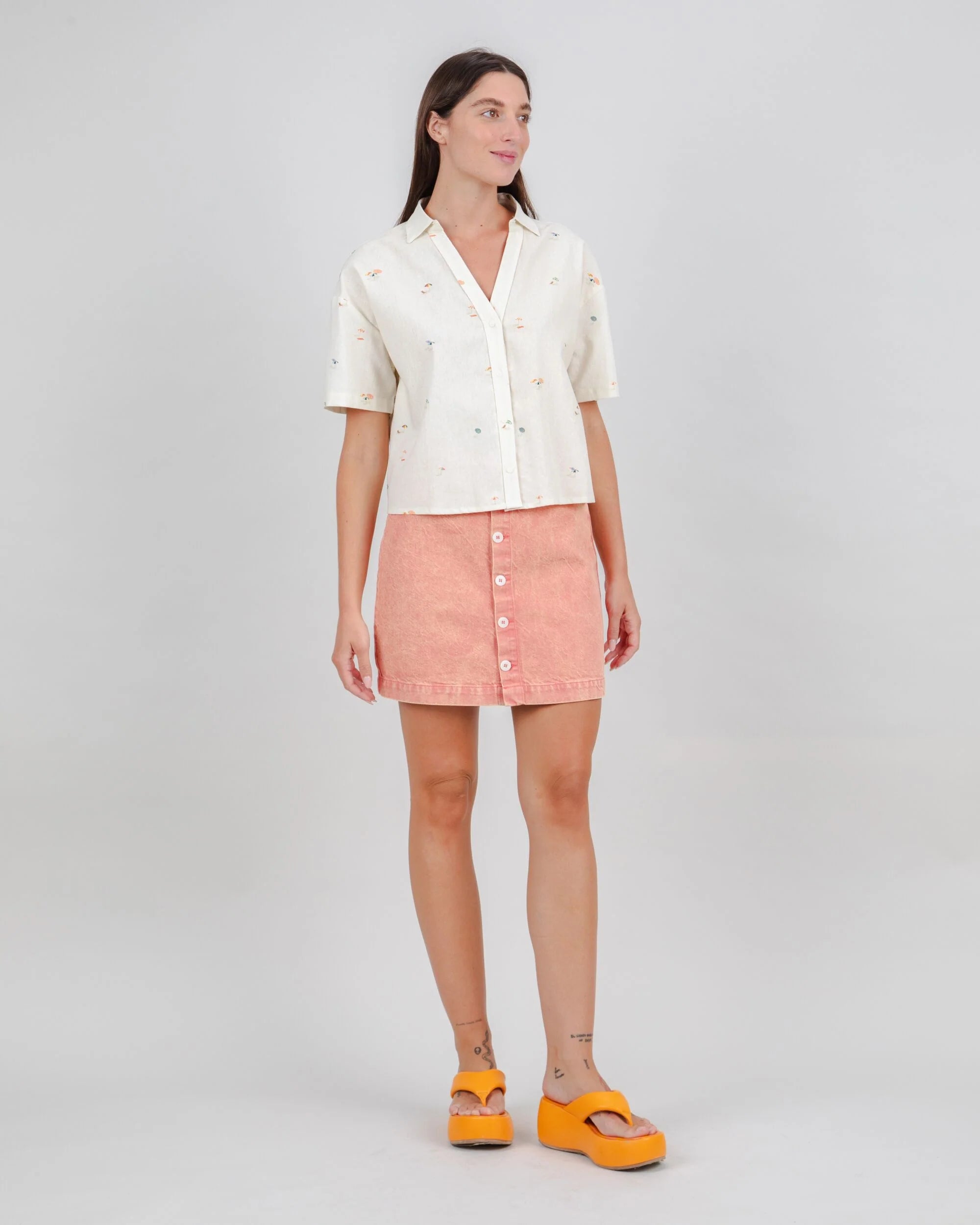 Beach Please Cropped Blouse Ecru