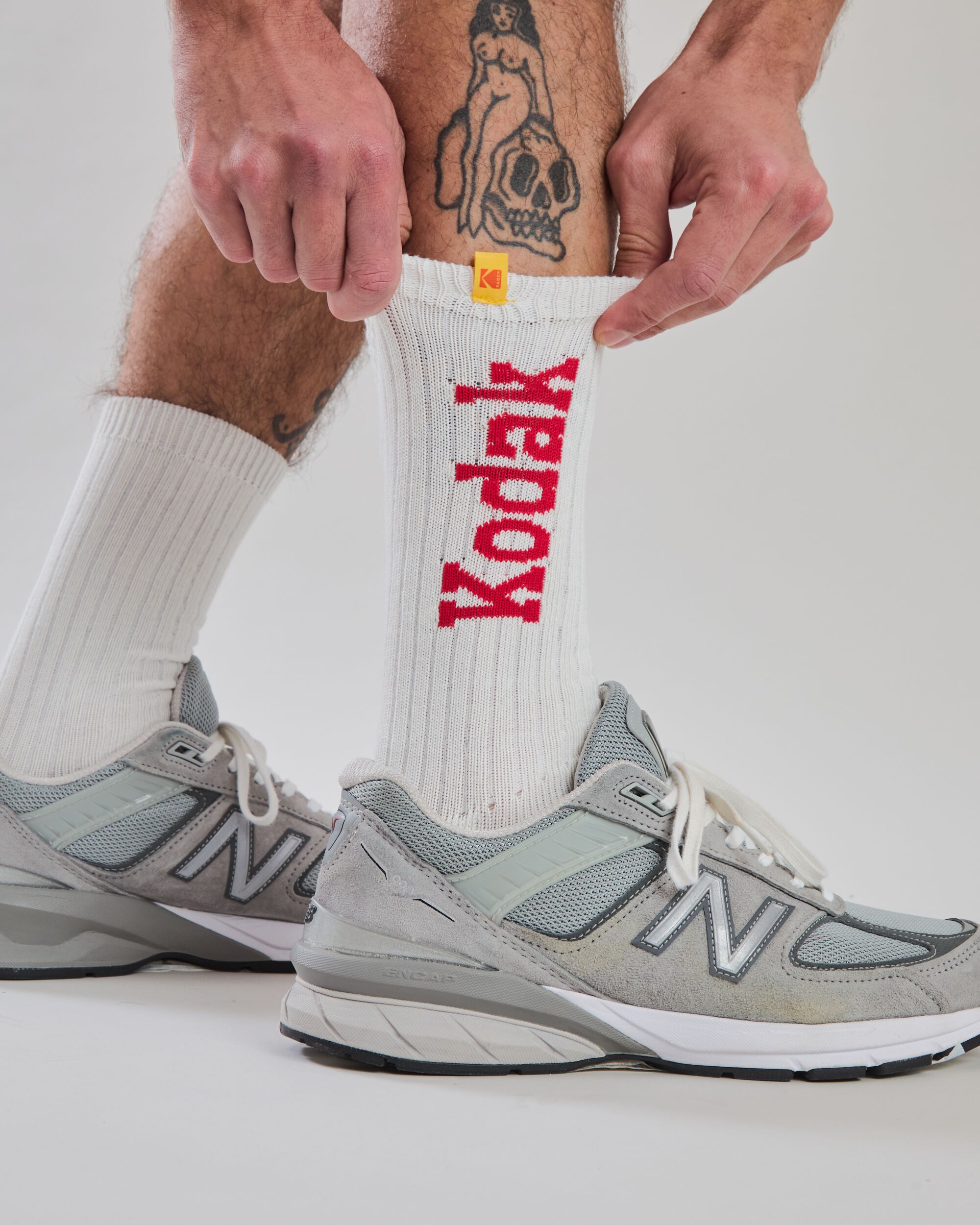Kodak Jacquard Ribbed Socken Ecru