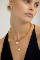 Molten Chunky Chain Pearl Necklace