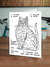 Lustige David Shrigley Grußkarte mit der Aufschrift „I Killed A Mouse“