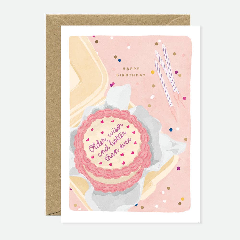 Older Wiser Cake - Greeting Card - Gold Foil