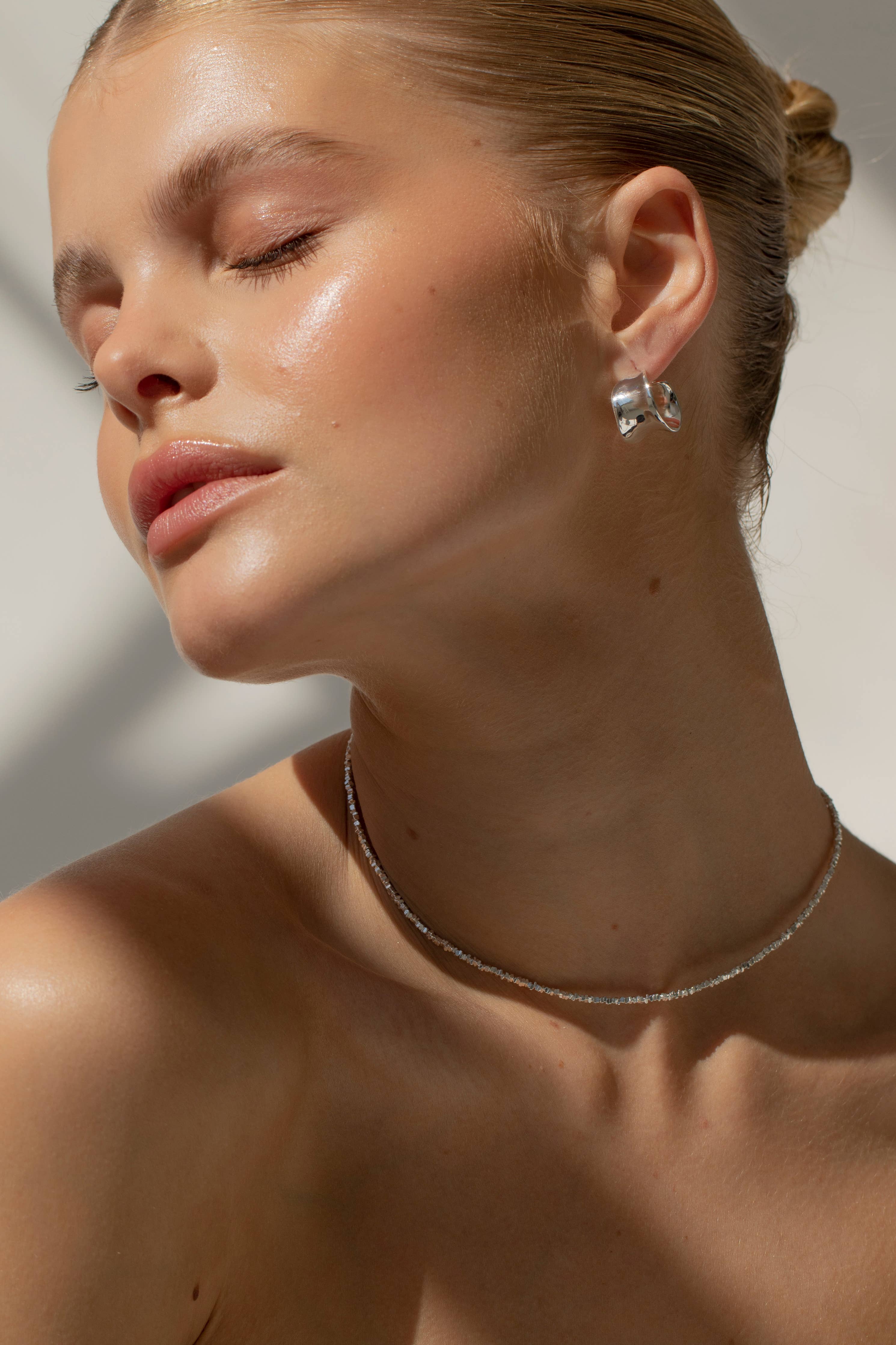 Silver Irregular Molten Hoop Earrings - Eos