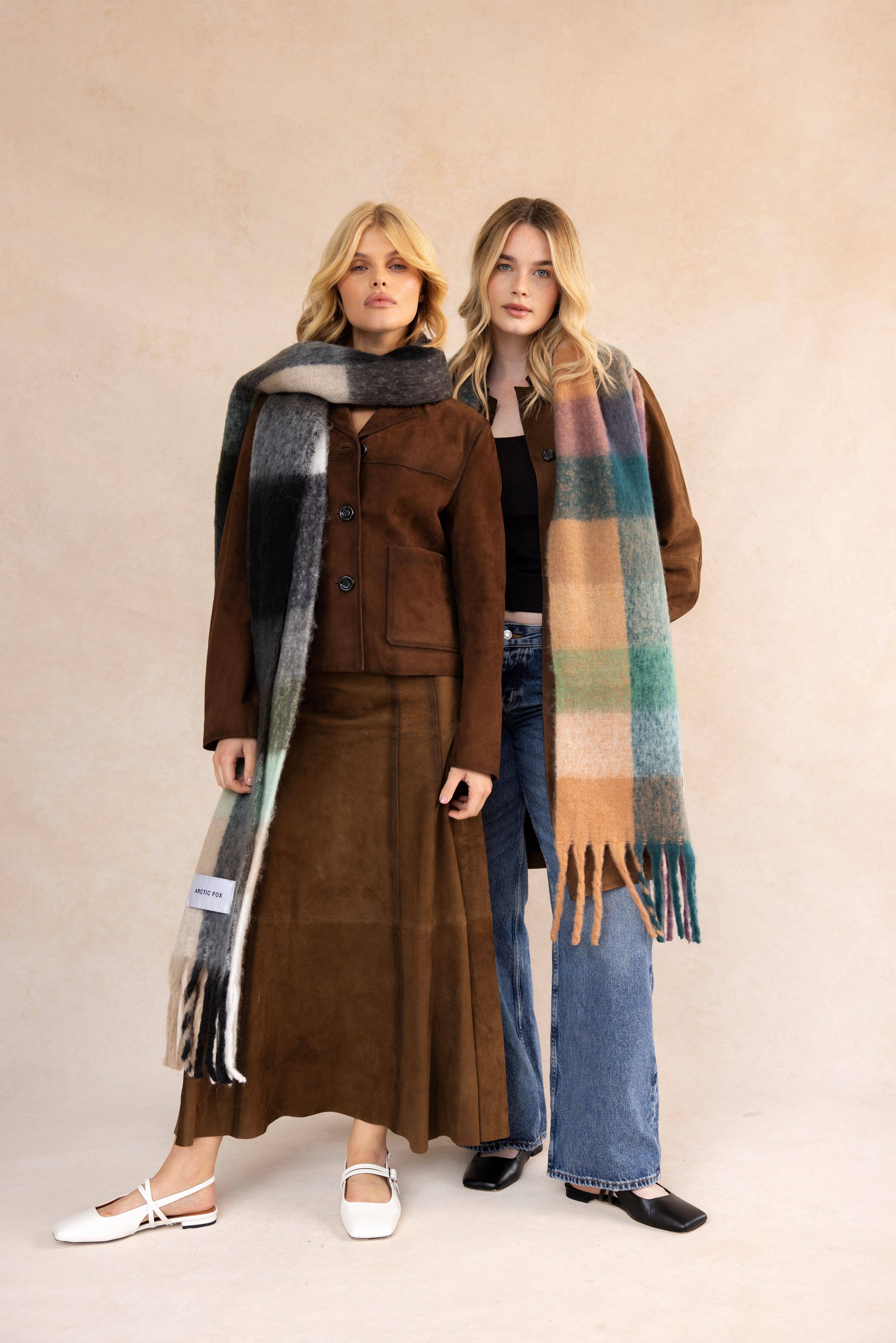 The Reykjavik Scarf - 100% Recycled - Brown Check - AW25