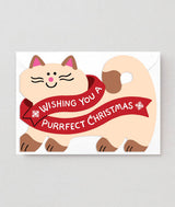 Merry Christmas Cat Holiday Die Cut Greeting Card