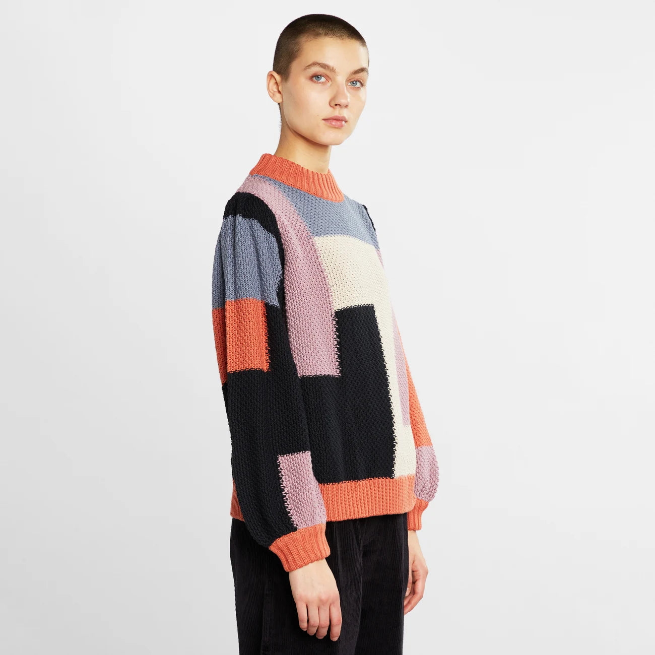 Sweater Knitted Rutbo Blocks Multi Berry