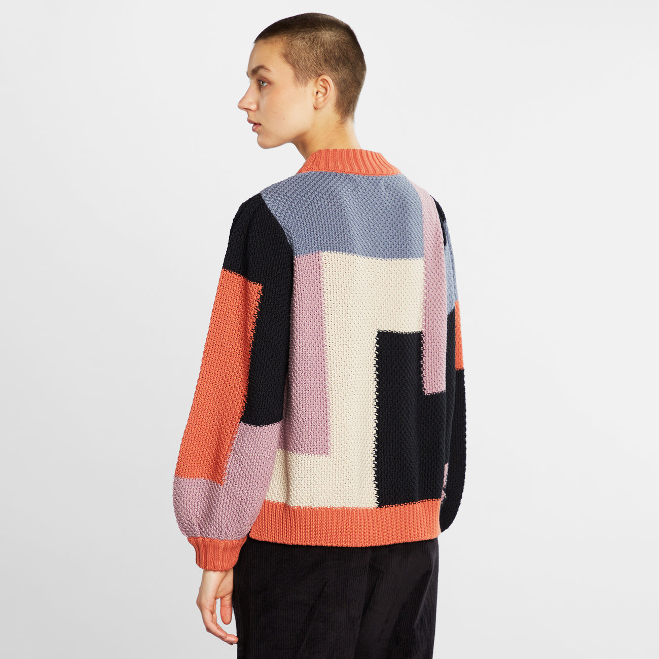 Sweater Knitted Rutbo Blocks Multi Berry