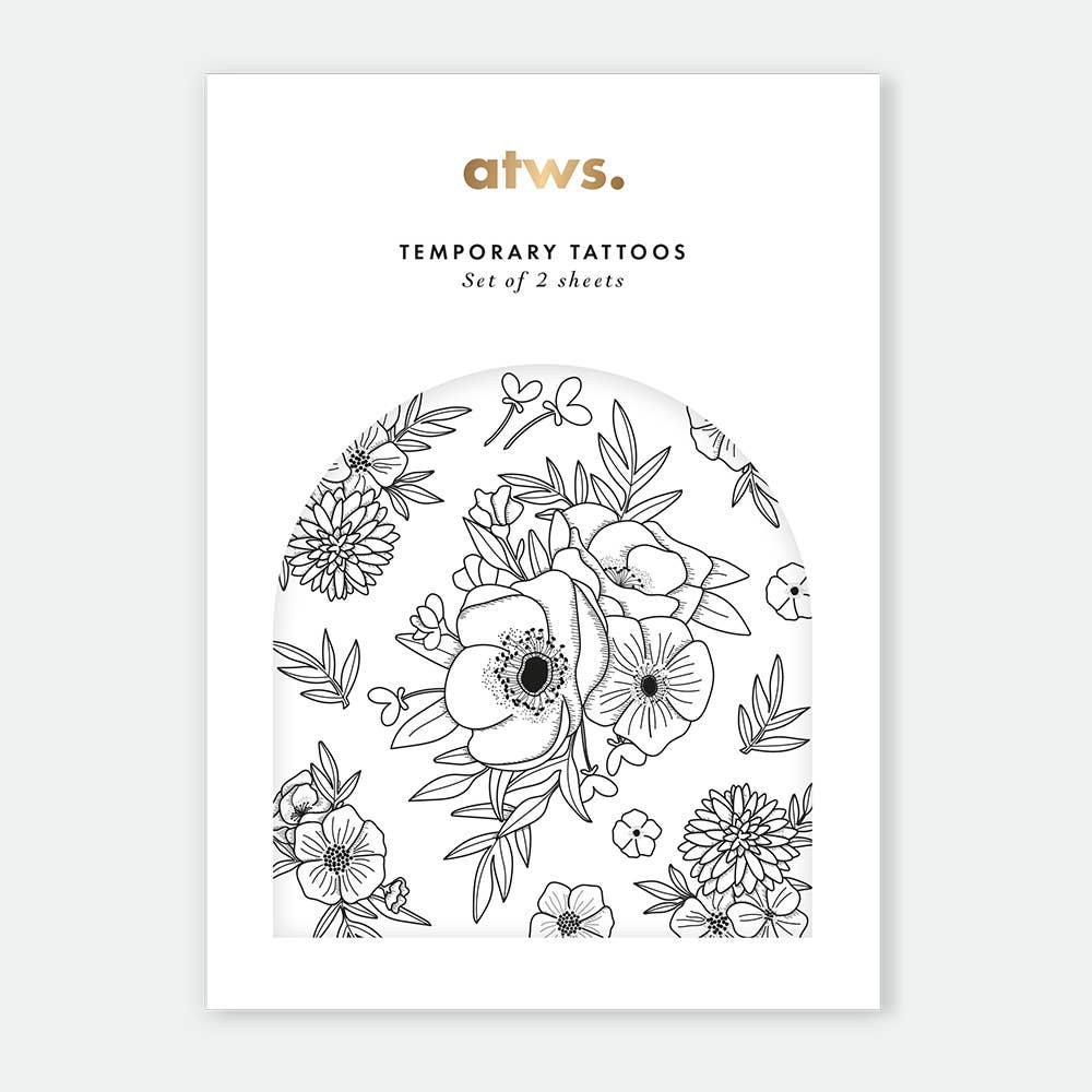 Blumen-Tattoo-Set der alten Schule