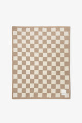 Die Teddydecke, 100% recycelt, beigefarbenes Karomuster,