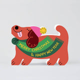 Merry Christmas Dog Holiday Die Cut Greeting Card