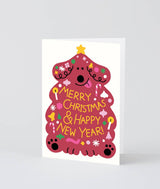 Merry Christmas & Happy New Year Dog Embossed Holiday Card