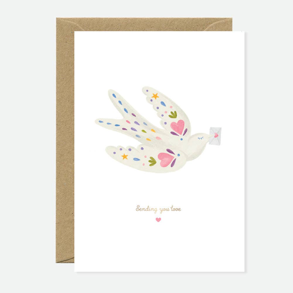 Sending Love Bird - Greeting Card - Gold Foil