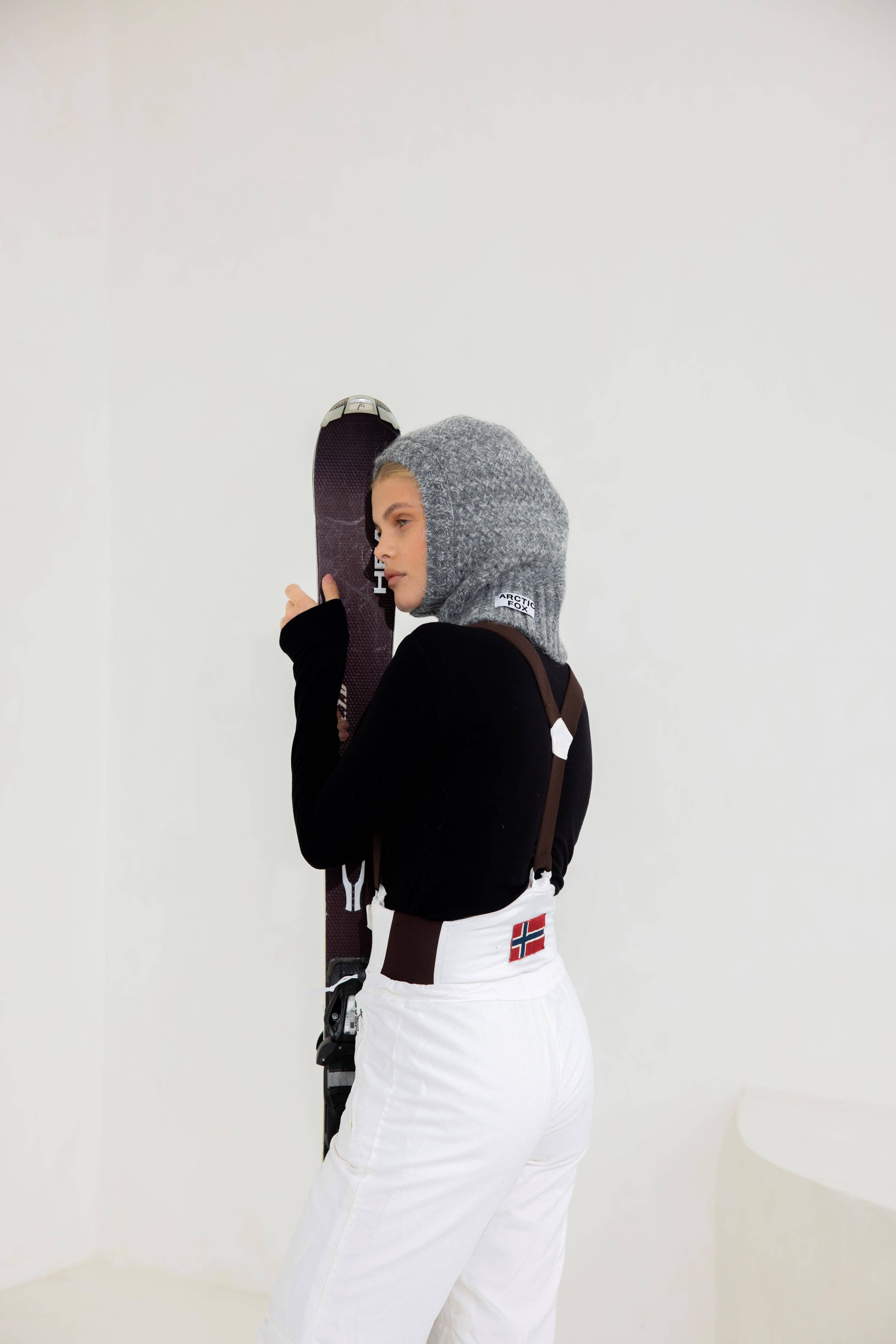 The Alpaca Balaclava Fitted Hood - Alpine Cloud