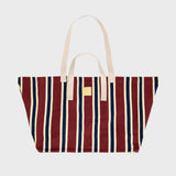 100% organic cotton shopping bag - Striped, burgundy and navy