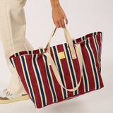 100% organic cotton shopping bag - Striped, burgundy and navy