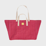 100% organic cotton shopping bag - Striped, red and pink