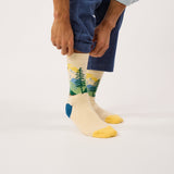 Patterned combed cotton socks - Yellowstone