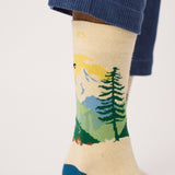 Patterned combed cotton socks - Yellowstone