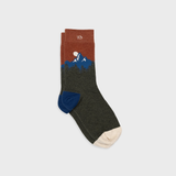 Patterned combed cotton socks - Redwood