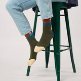 Patterned combed cotton socks - Redwood